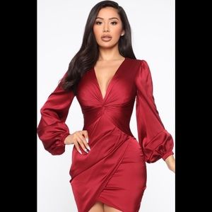 Fashion Nova (Great Escape Mini Dress) Burgundy
